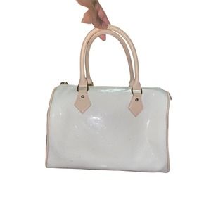 Invece Off-White Polished Leather Made in Italy Monogram Bag